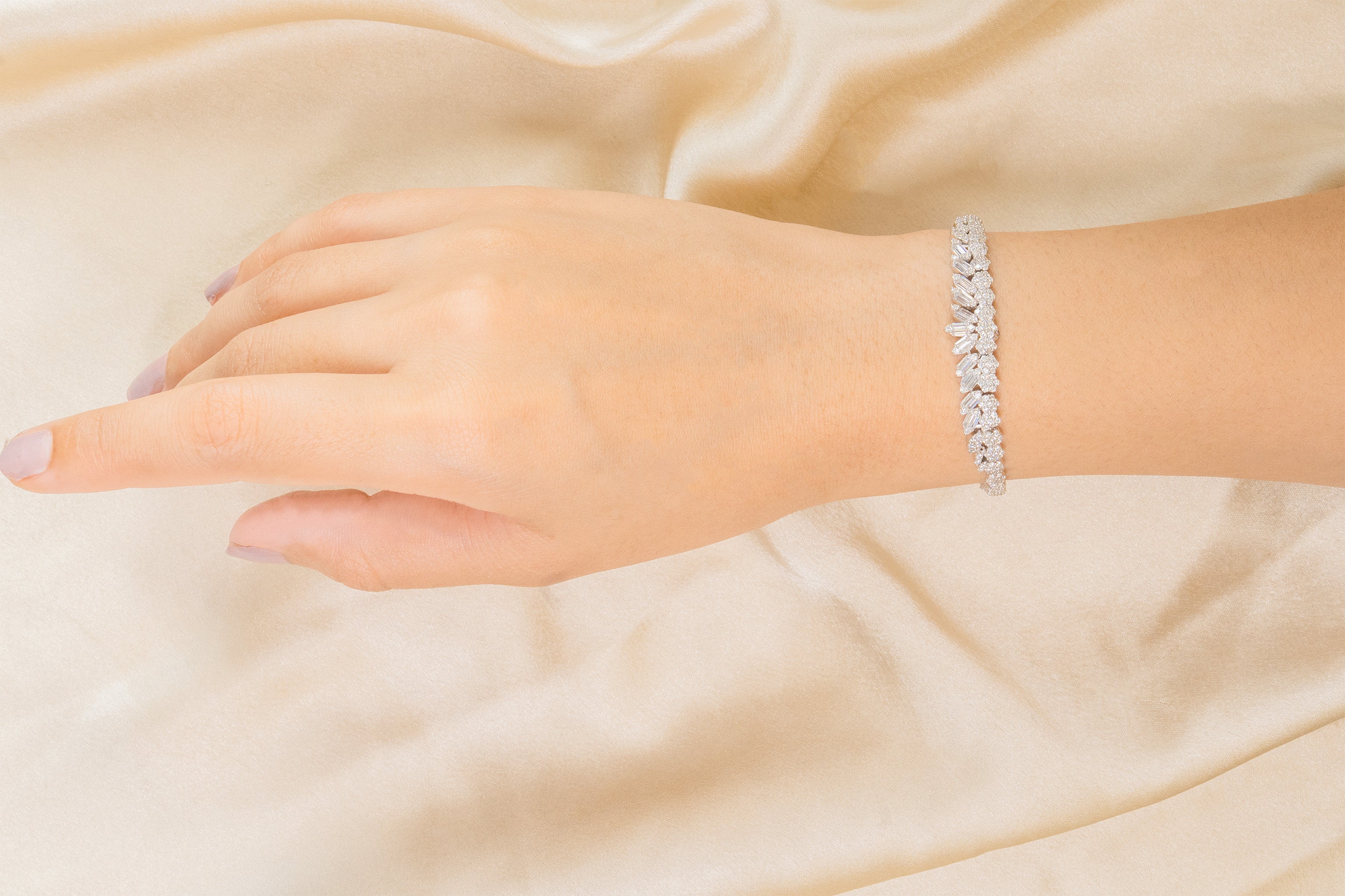 Tennis Floral Sterling Silver Bracelet